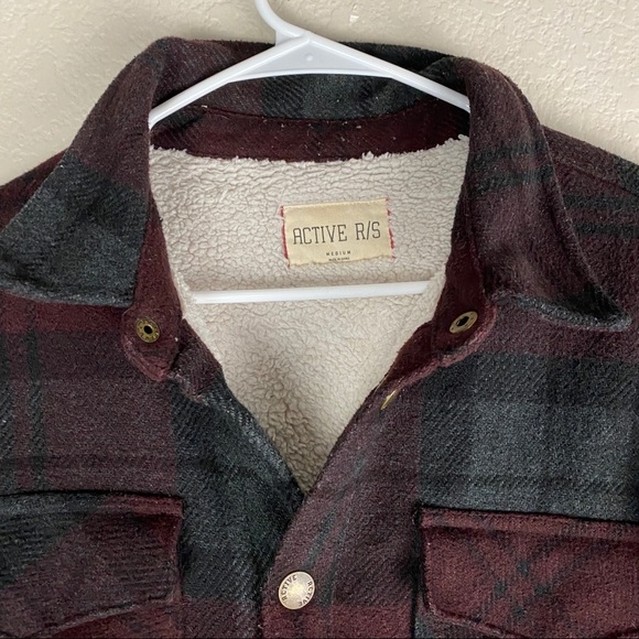 Active RS Plaid Jacket Sherpa Lined Size Medium - Picture 3 of 8